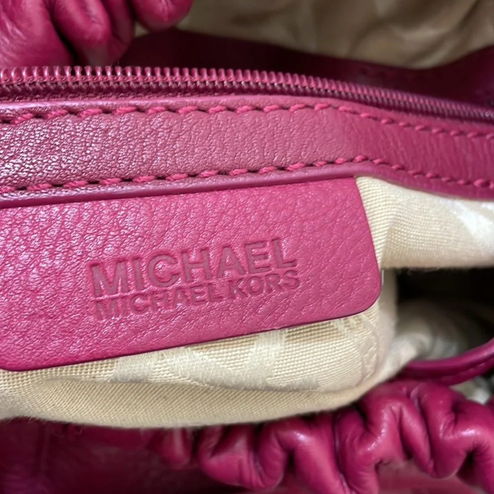 Michael Kors Pink / Purple Pebble Leather Crossbody With Gold Hardware